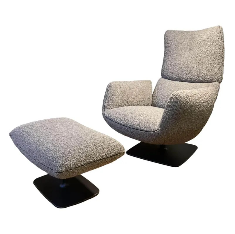 Drehsessel Mit Hocker Jalis Lounge Stoff 14002 Tellerfuß Schwarzbraun F01 Neu