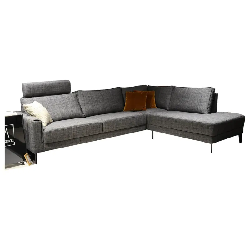 Ecksofa Bern Stoff Sunnyboy CH3034 Fb 096 Grau Füße Diamand 150mm Schwarz Matt Nur Für Kurze Zeit