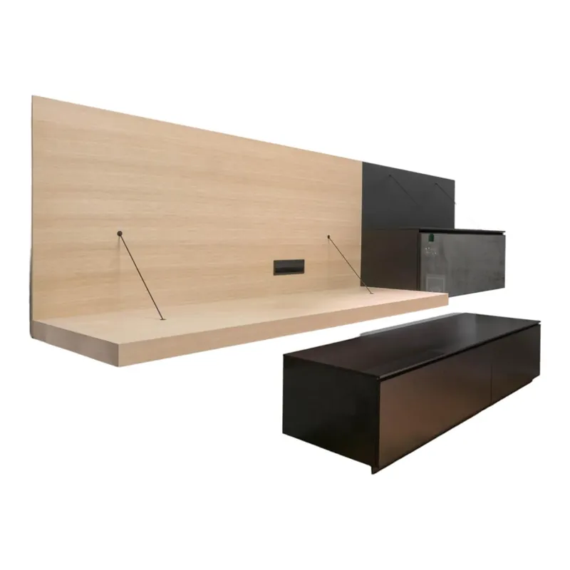 Neuheit Sideboard Pab Bodenstehend Regalsystem Wandhängend Schwarz Matt 3764E Lackiert Und Eiche Hell Gebürstet