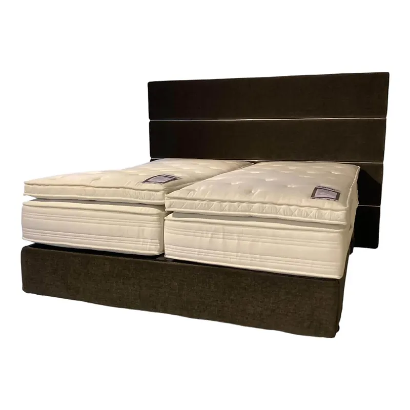 Boxspringbett Full Set Stoff Braun mit motorischer Kopf- und Fußverstellung Inklusive Matratzen Neue Ware