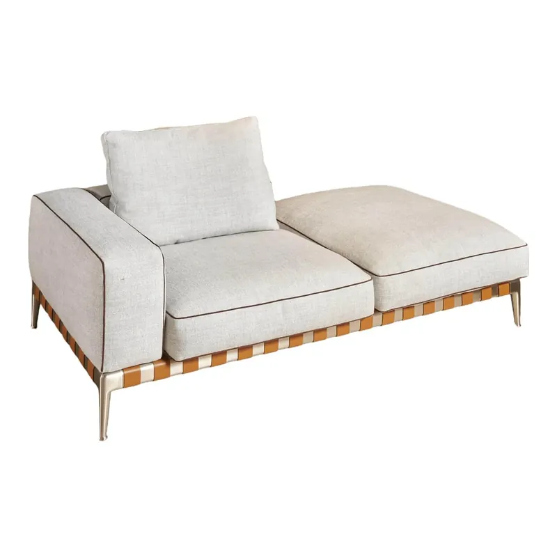 Zertifiziert Sofa 2 Sitzer Gregory Chaiselongue Stoff Topazio 990 Armlehne Links Gestell Metall Satiniert