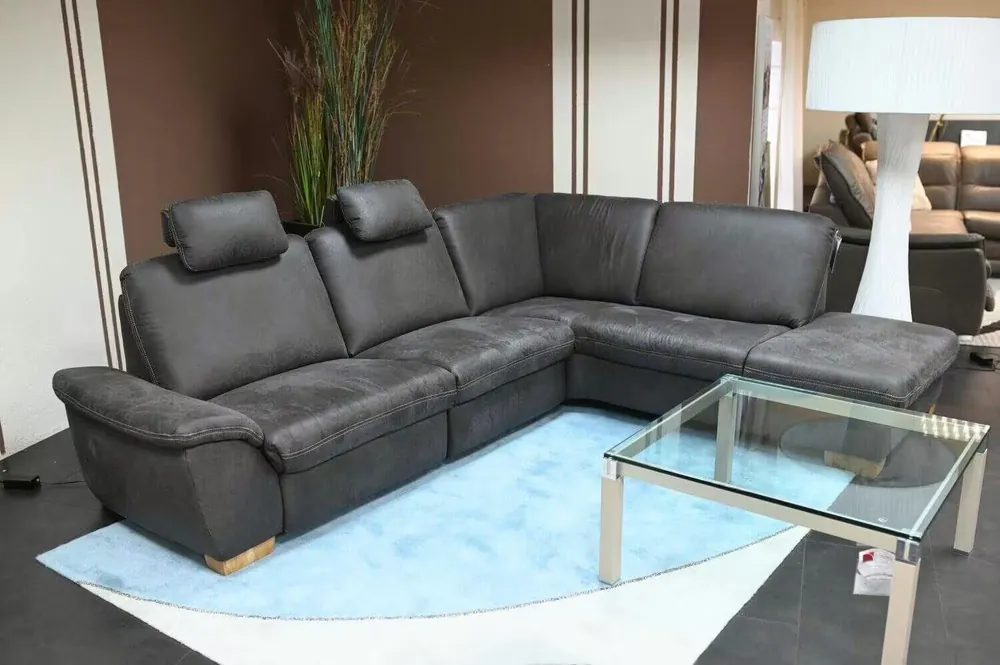 Ecksofa Paco Stoff Saddle Anthrazit Fuß Holz Wildeiche Mit Motorischer Relaxfunktion Schneller Versand
