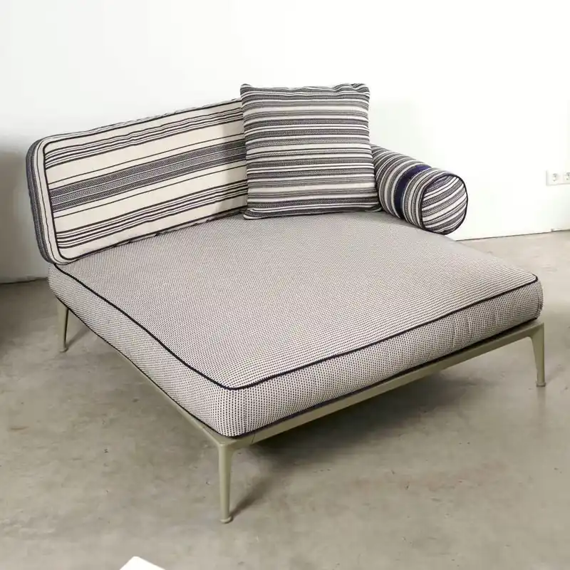 Chaiselongue Outdoor Ribes Bezug Sitzpolster Stoff Elisir Blau Seil Gestell Salbei Geflecht Natur Markenware