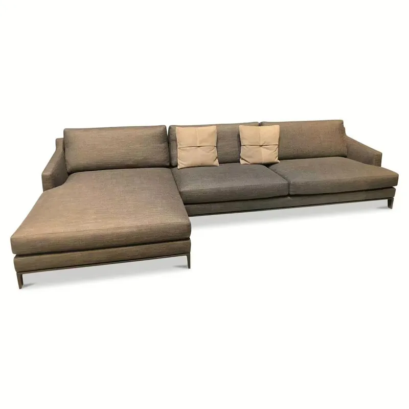 Ecksofa Bellport Stoff Kushiro 09 Moka Braun Nickel Bestpreis