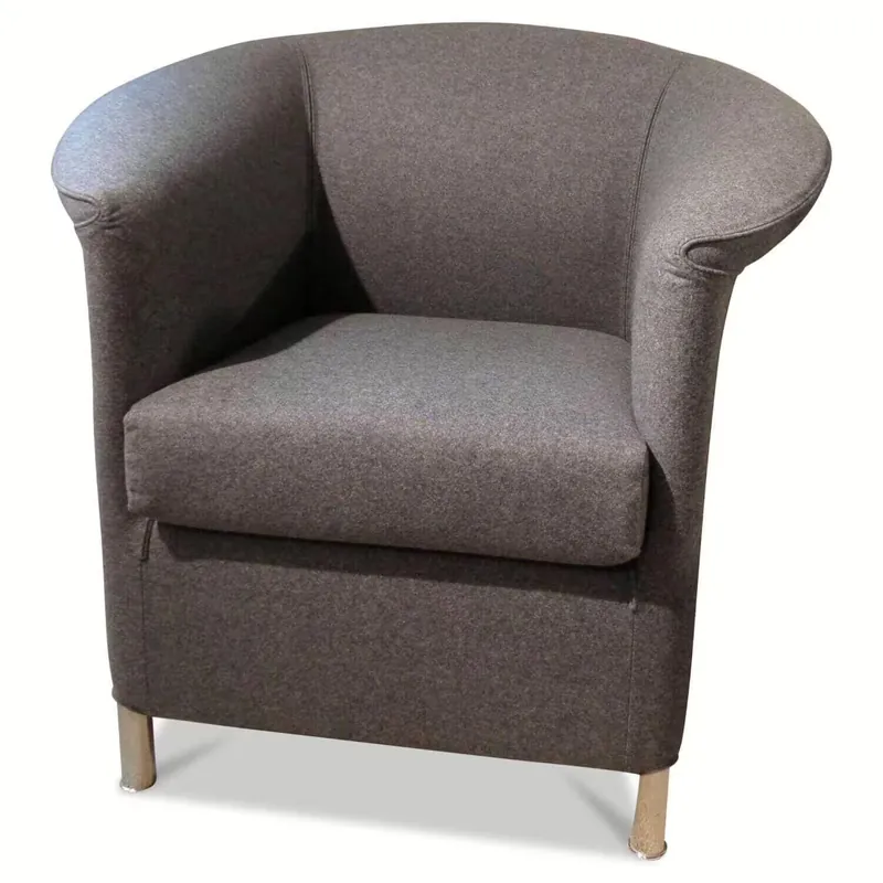 Online Kaufen Sessel Aura Stoff F Loden 3 Granit Grau Merinowolle mit Keder Fuß Glanz Chrom