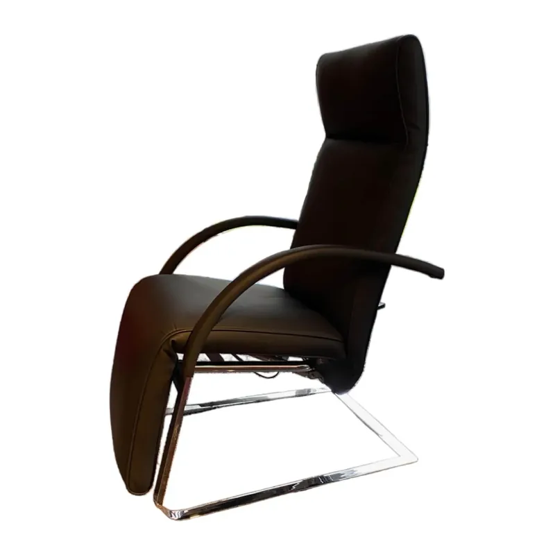 Sessel Fino XL Leder R Schwarz Füße Chrom mit Verstellfunktion Nur Für Kurze Zeit