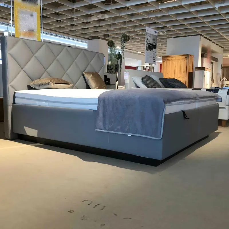 Polsterbett Dreamplace Hellgrau mit 2 Matratzen Markenware