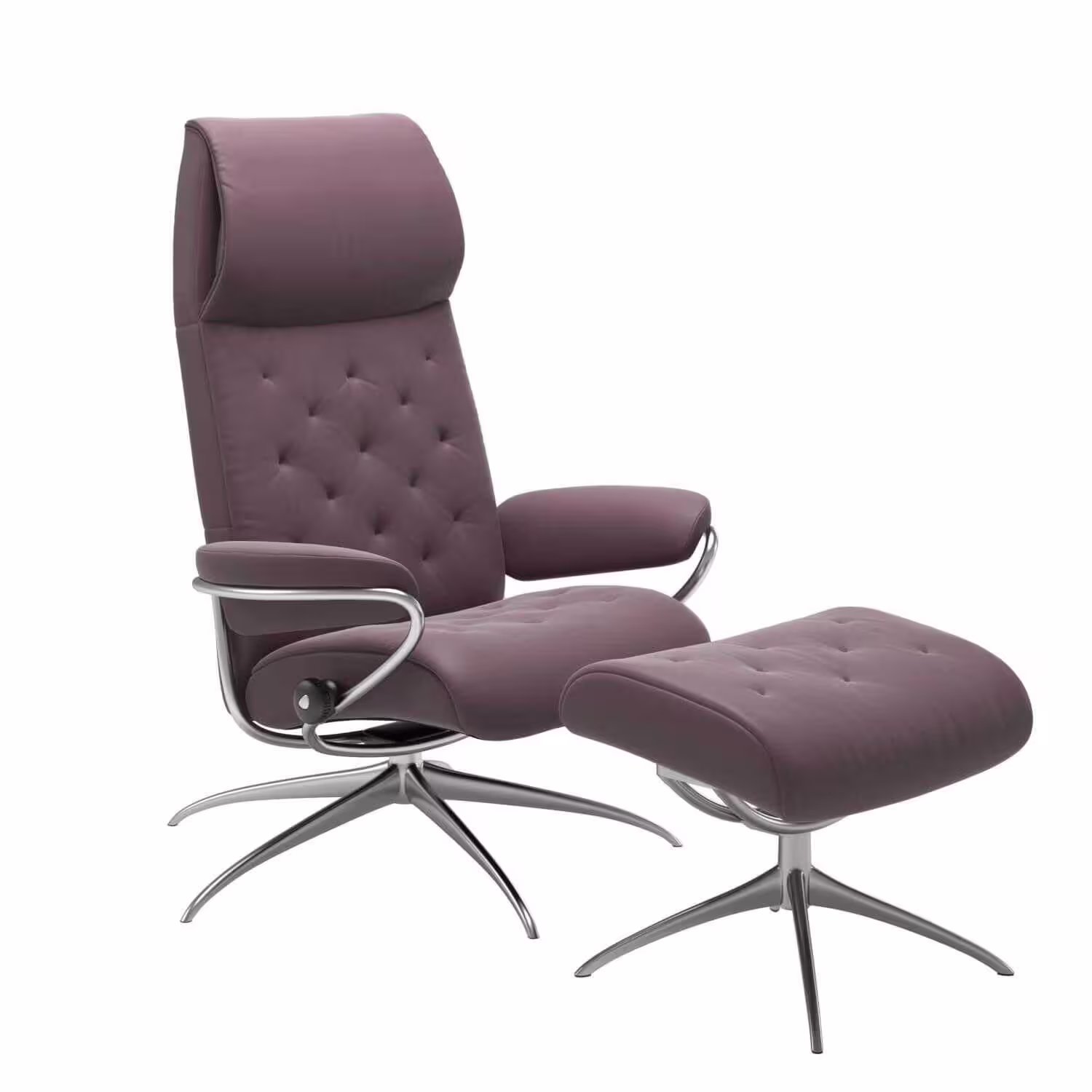Stressless Metro hohe Rückenlehne High Base Star Base Leder Paloma Purple Plum mit Hocker Sofort Bestellen