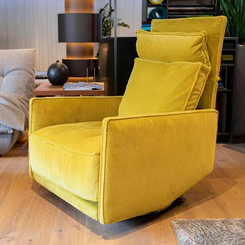 Sessel Cube Lounge Stoff Amica Geld Tellerfuß Edelstahl Gebürstet mit Funktionen Top-Angebot