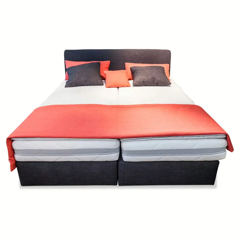 Finale Aktion Boxspringbett Evolution Stoff Grau mit Matratzen