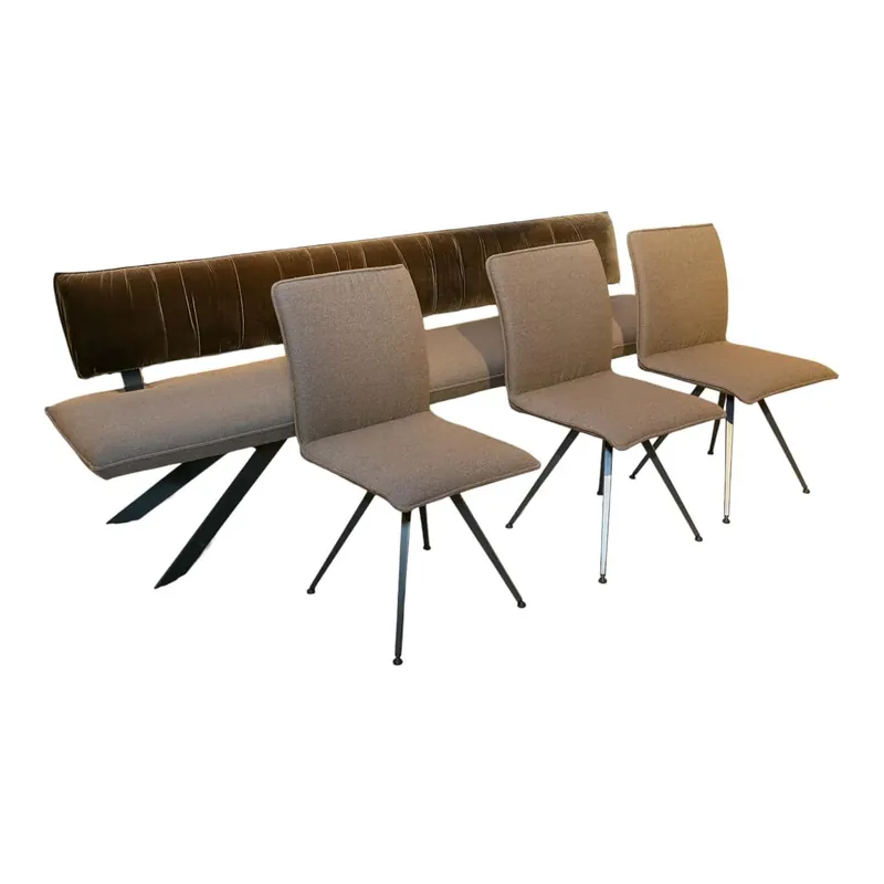 Sitzgruppe Mileto Bezug Stoff ll Q263 Grau Metallgesetll Schwarz Matt Mit Filzgleitern Saisonangebot
