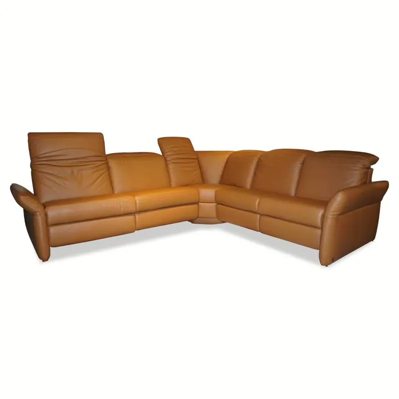 Ecksofa MR 7300 Leder Braun klappbares Armteil und verstellbare Kopfstützen Begrenztes Angebot