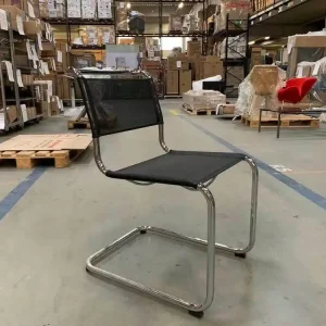 Top-Preis Freischwinger Stuhl S33 Stoff Schwarz Gestell Verchromt