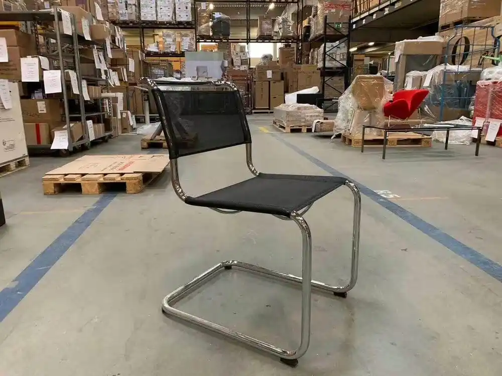 Top-Preis Freischwinger Stuhl S33 Stoff Schwarz Gestell Verchromt