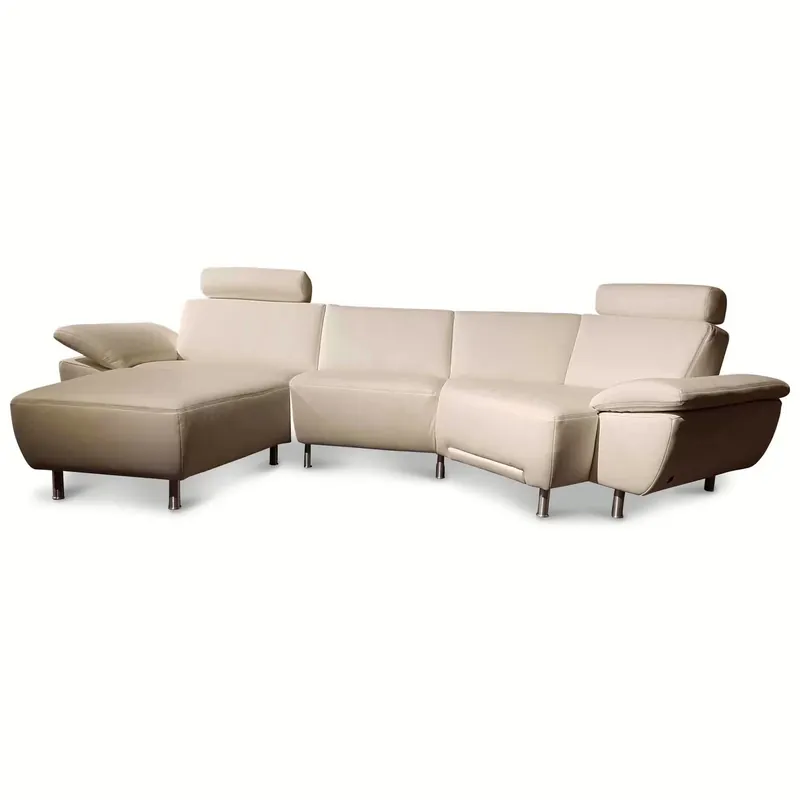 Ecksofa MR 577 Leder Weiß Füße Chrom Relaxfunktion Must-Have