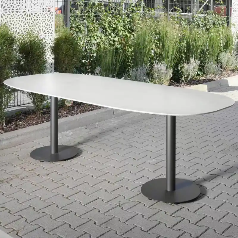 Begrenztes Angebot Esstisch Outdoor T-Table Oval Tischplatte Keramik Linen Gestell Pulverbeschichtet Wenge