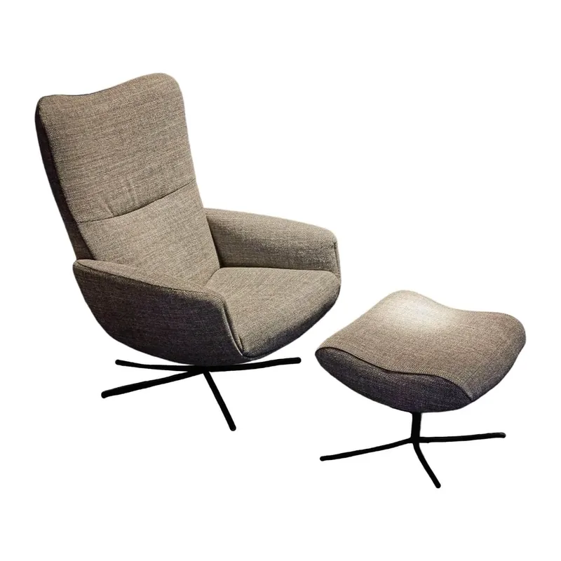 Bestseller Loungesessel Time-Out JR-4320 Bezug Stoff Siena Grau Sternfuß Schwarz Lackiert Mit Hocker