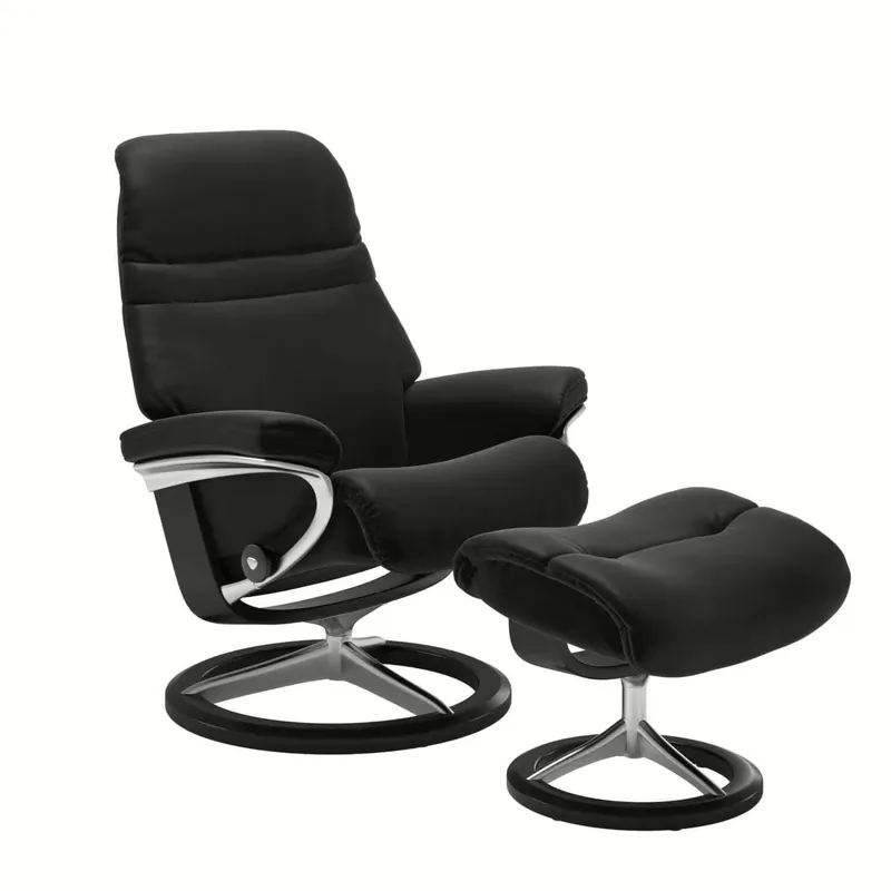 Preiswert Stressless Sunrise S Signature Base Leder Paloma Black mit Hocker