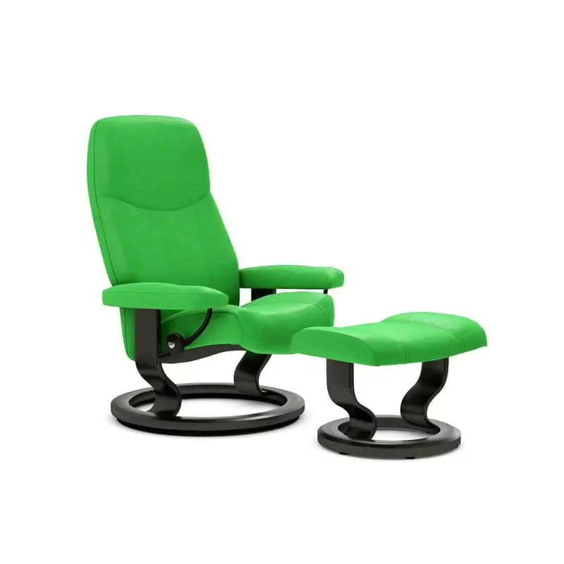 Stressless Sunrise M Classic Base Leder Paloma Summer Green mit Hocker Top-Seller