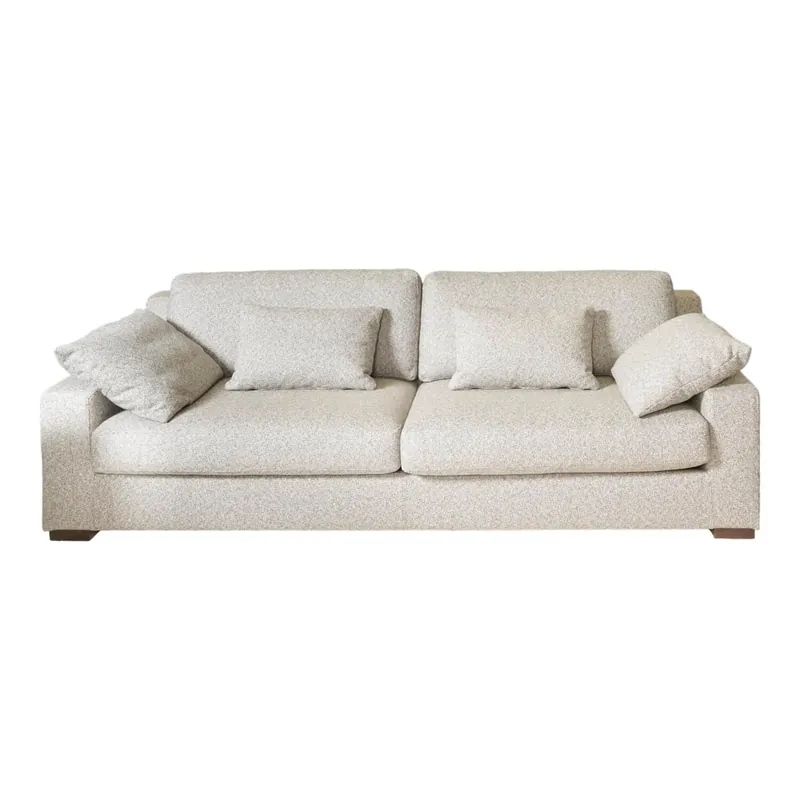 Sofa Inspiration Tief Stoff Mara Beige BW1763 383 Füße Massivholz Dunkel Mit Nackenbügel Und 2x Funktionskissen Ausverkauf