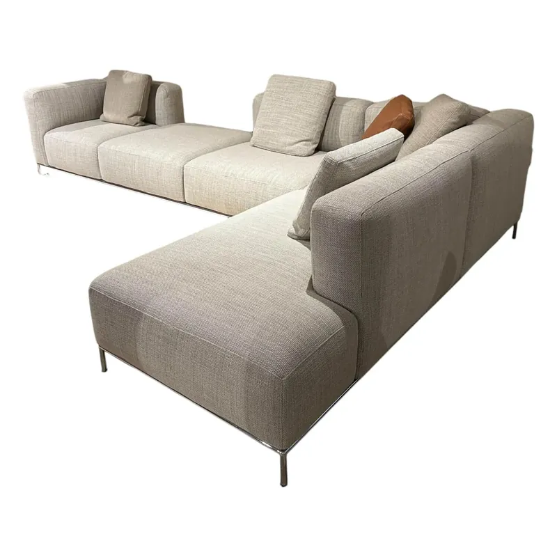 Mega-Angebot Ecksofa Mex Hi Stoff Tess. Tensing 03 Perla Grau 13F323 mit Kissen
