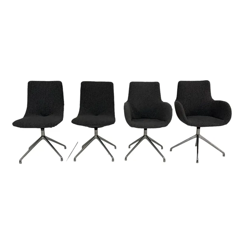 Top-Seller 4er Set Stuhl Jona Bezug Stoff U2351E Graphite Grau Fußkreuz Chrome Mit Drehbeschlag 2 x Stuhl Jona Ohne Armlehnen Und 2 x Stuhl Jona Mit Armlehnen,