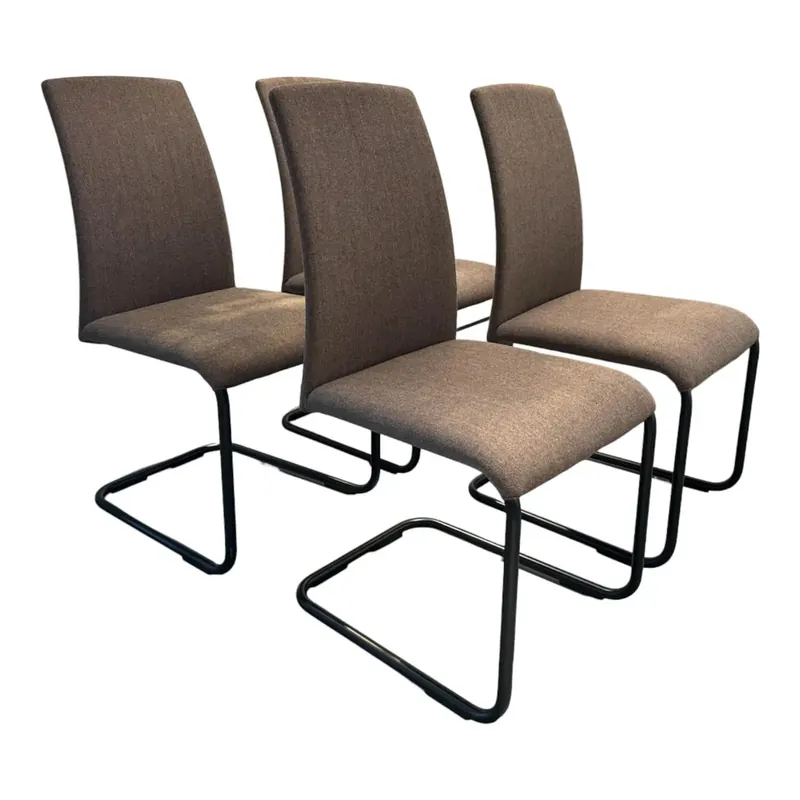 4er Stuhl-Set Luma Stoff Capture 6301 Braun Grau Stahlrohr schwarz beschichtet Letzte Chance