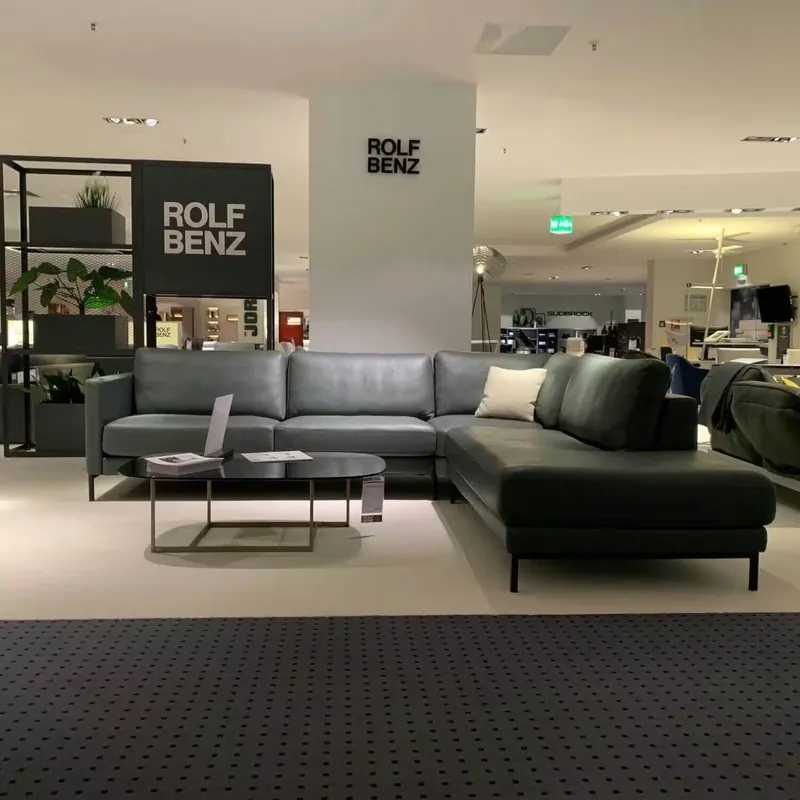 Preisreduziert Ecksofa Ego Leder 38.106 Grüngrau Spange Verkehrsschwarz 305x276