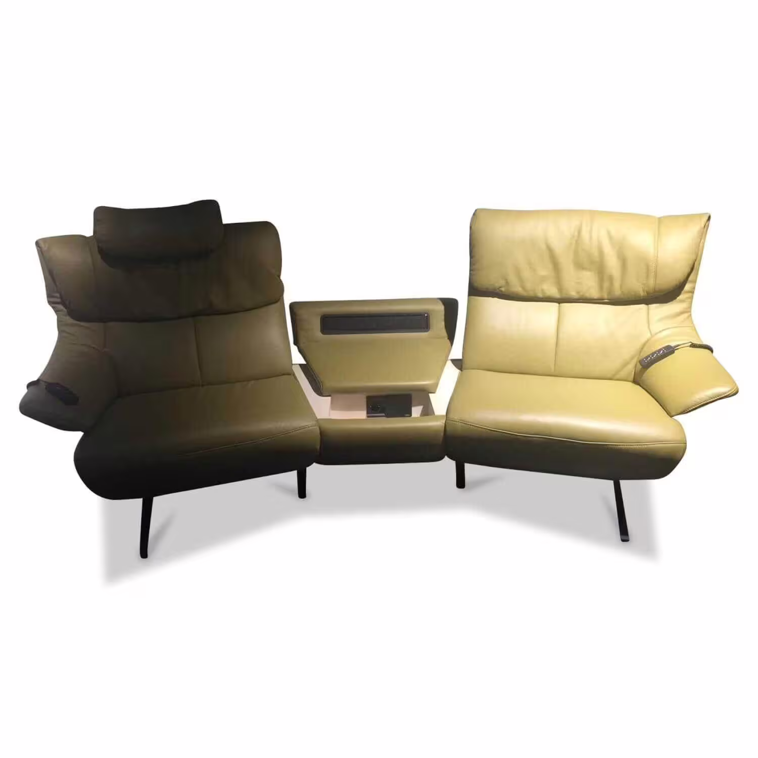 Kracherpreis Sofa 4607 Leder Grün mit Mittelkonsole