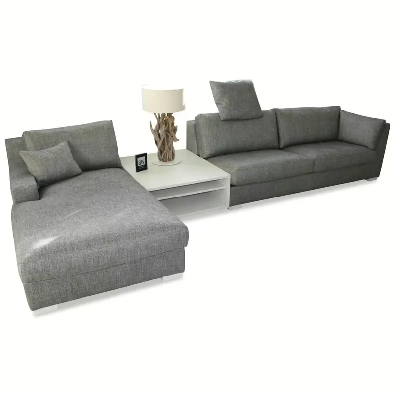 Sofa BW Inspiration BW-122-3030, BW-122-3020 Stoff Grau mit Tisch BW-122-201 Geprüft