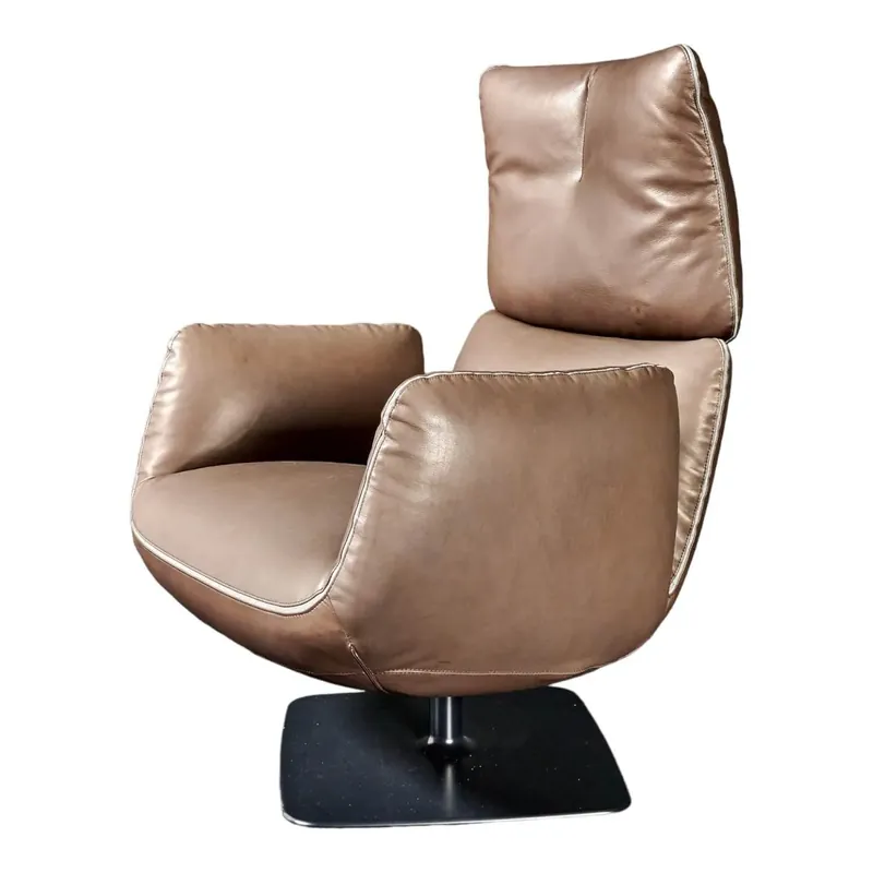 Jetzt Kaufen Sessel Jalis Lounge Niedrig Leder 920 Espresso Gestell Lack M20 Schwarz Tellerfuß Elektrisch Verstellbar Mit Hocker