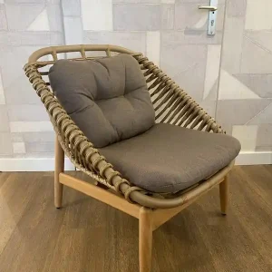 Aktuell Sessel Strington Outdoor Wetterfest Taupe mit Quick Dry Kissen Grau