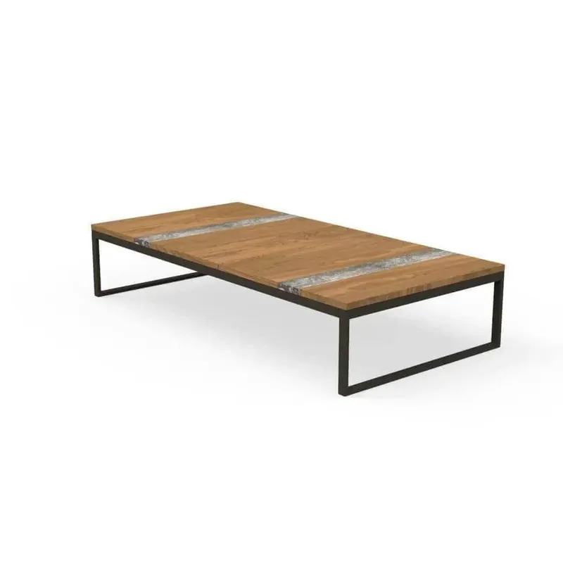 Coffee Table Casilda Accoya-Holz Und Maarmorlamellen Struktur Edelstahl Pulverbeschichtet Online Kaufen