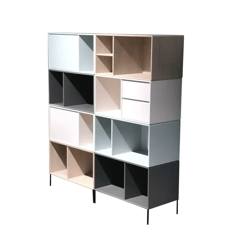 Highboard Regalkonfiguration MDF Lackiert mit Eichenfurnier Aufgehellt Mehrfarbig Heißes Angebot