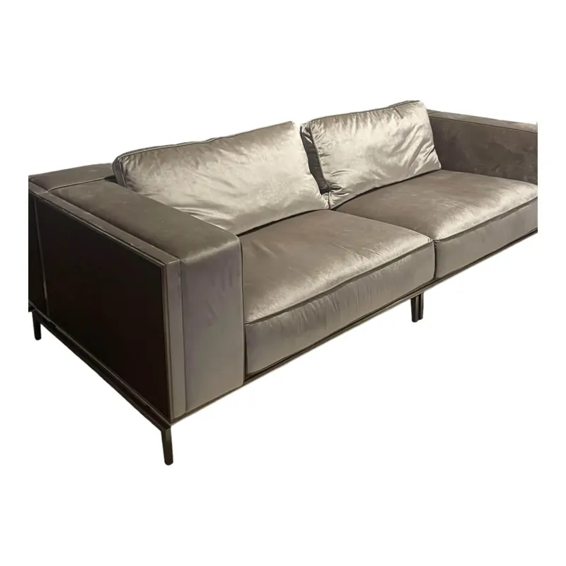 Sofa Backstage Bezug Stoff Grau Schimmernd Gestell Metall Grau Top-Preis