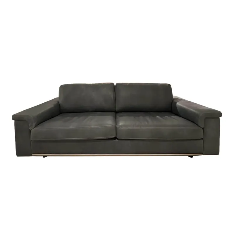 Direkt Vom Hersteller Sofa Bastogne Bezug Leder Chelsea Marine Grau Füße Schwarz