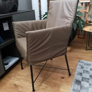 6er-Set Geraldine Leder Acquario Fango Braun Gestell Metall Schwarz Abverkauf