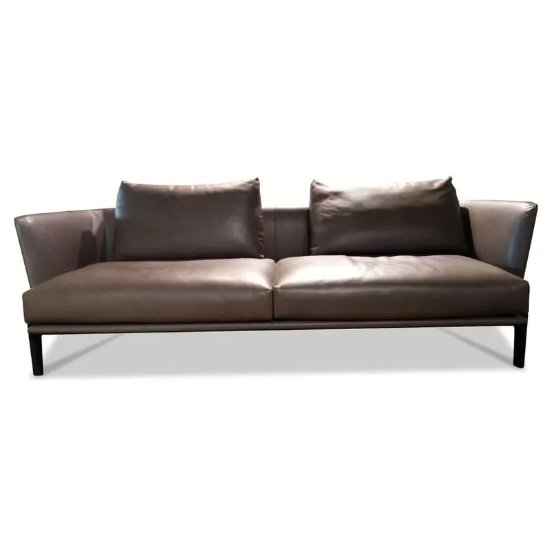 Angebot Sofa Chelsea Leder L1634 Cioccol Braun Gestell Holz Lackiert mit 2 Kissen