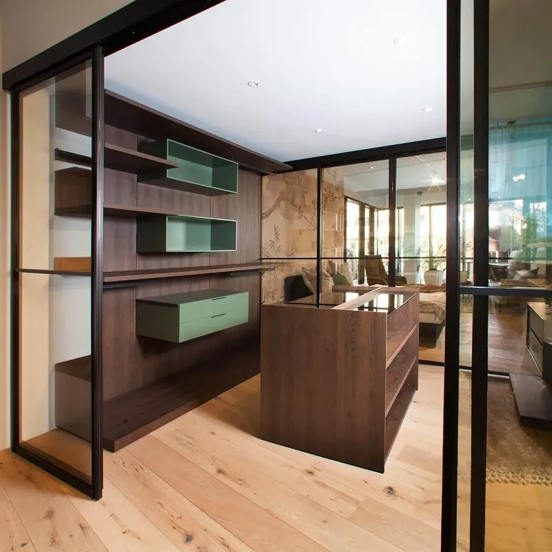 Echt Schrankraum Flat Dekor Rovere Braun 2 Wandelemente 1 Sideboard Schiebetüren
