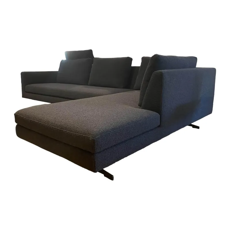 Ecksofa Gil Lounge Stoff Juna Nachtblau Füße Metall Anthrazit Top-Angebot