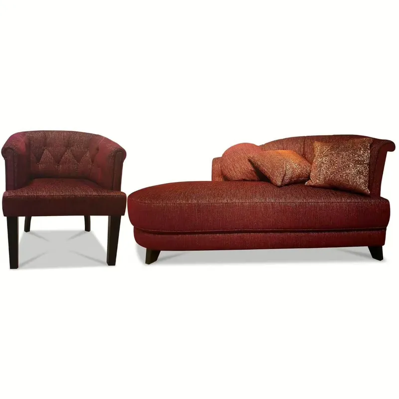 Recamiere mit Sessel LM 235 Stoff Rot Bestpreis