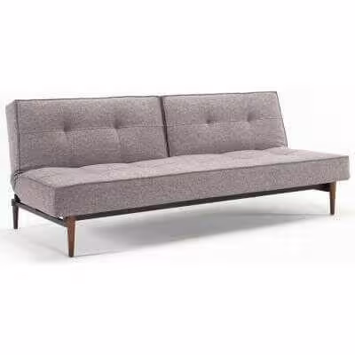Preiswert Splitback Klappsofa Styletto Stoff Hellgrau Holzbeine Dunkel