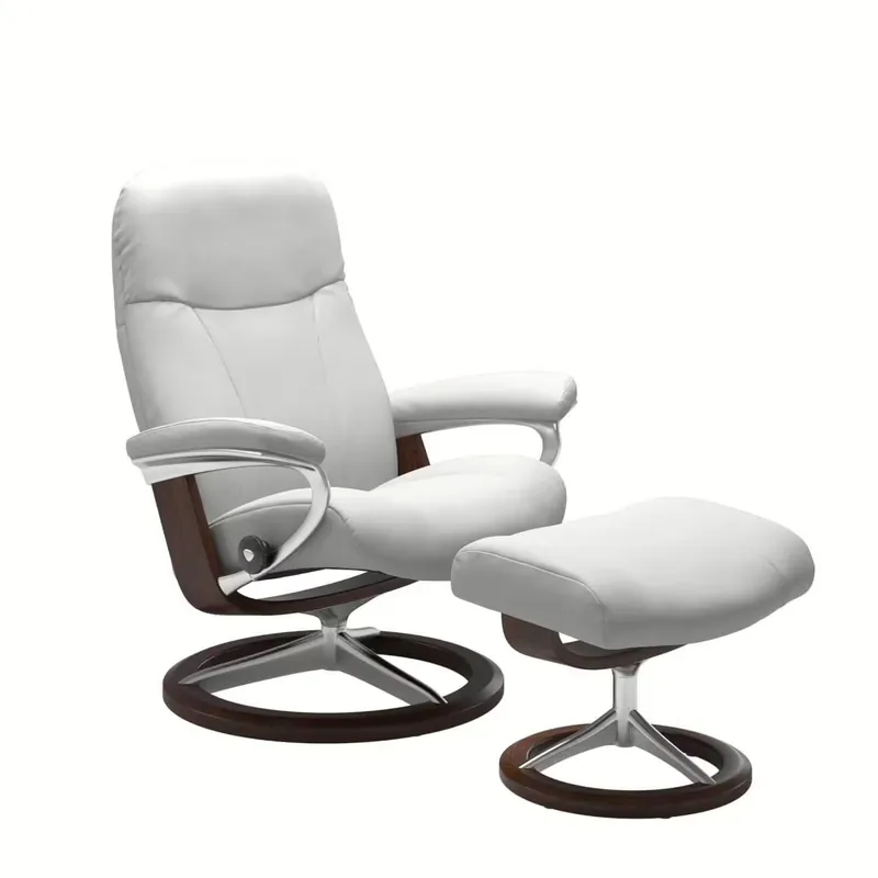 Stressless Garda S Signature Base Leder Batick Snow mit Hocker Sonderangebot