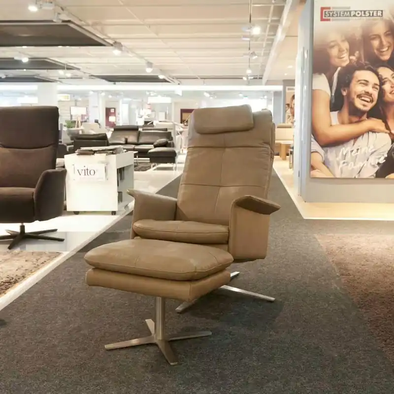 Einzelsessel Selma Leder Z87/21 Fango LK90 Braun mit Wippfunktion Expressversand