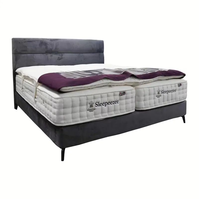 Begrenztes Angebot Boxspringbett Carnation Bezug Plush Dark Grey Füße Lena Silber