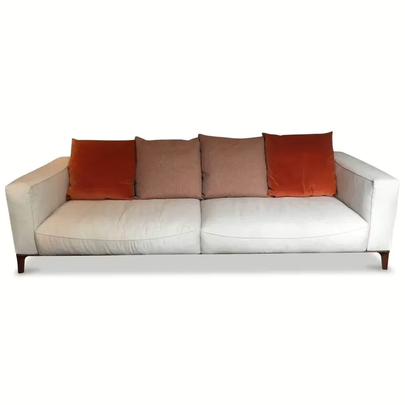 Sofa Aton 65003/65004 Stoff Beige Beige Fuß Nussbaum Finale Aktion