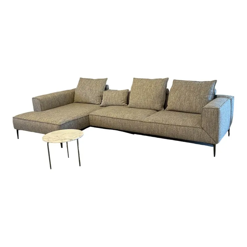 Günstig Polsterkombination Loungeville Stoff Beige-Braun Gestell Pulverbeschichtet Bronze Matt