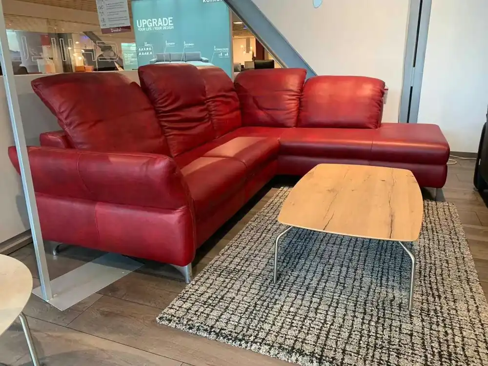 Neu Ecksofa 33220 Leder Rot mit Funktionen