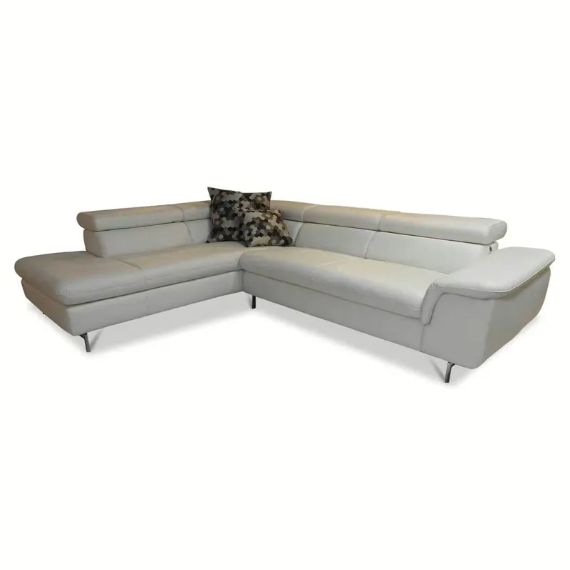 Ecksofa Ancona 20975 Leder 30 Z59/42 Weiß mit elektrischer Verstellung und 2 Kissen Top-Seller