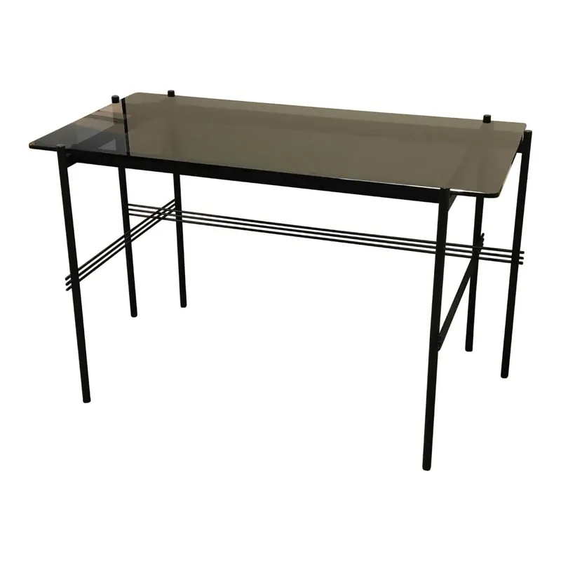 Schreibtisch TS Desk Gestell Schwarz Tischplatte Rauchglas Nur Für Kurze Zeit